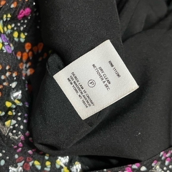 Derek Lam 10 Crosby Floral Silk Tie-Neck Ruffle-Hem  Dress Black Multi 4 NEW - Picture 15 of 15